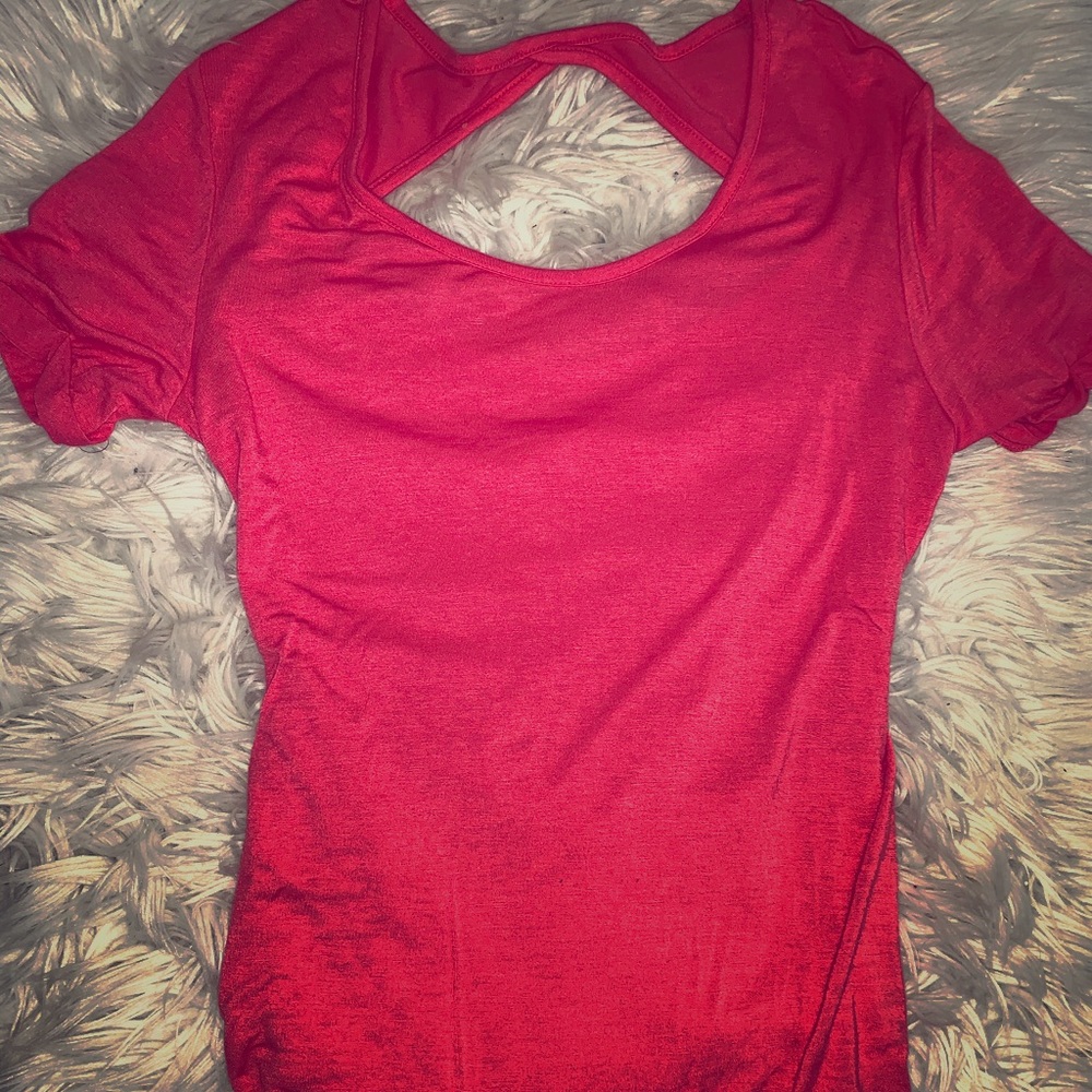 Short sleeve, open back top